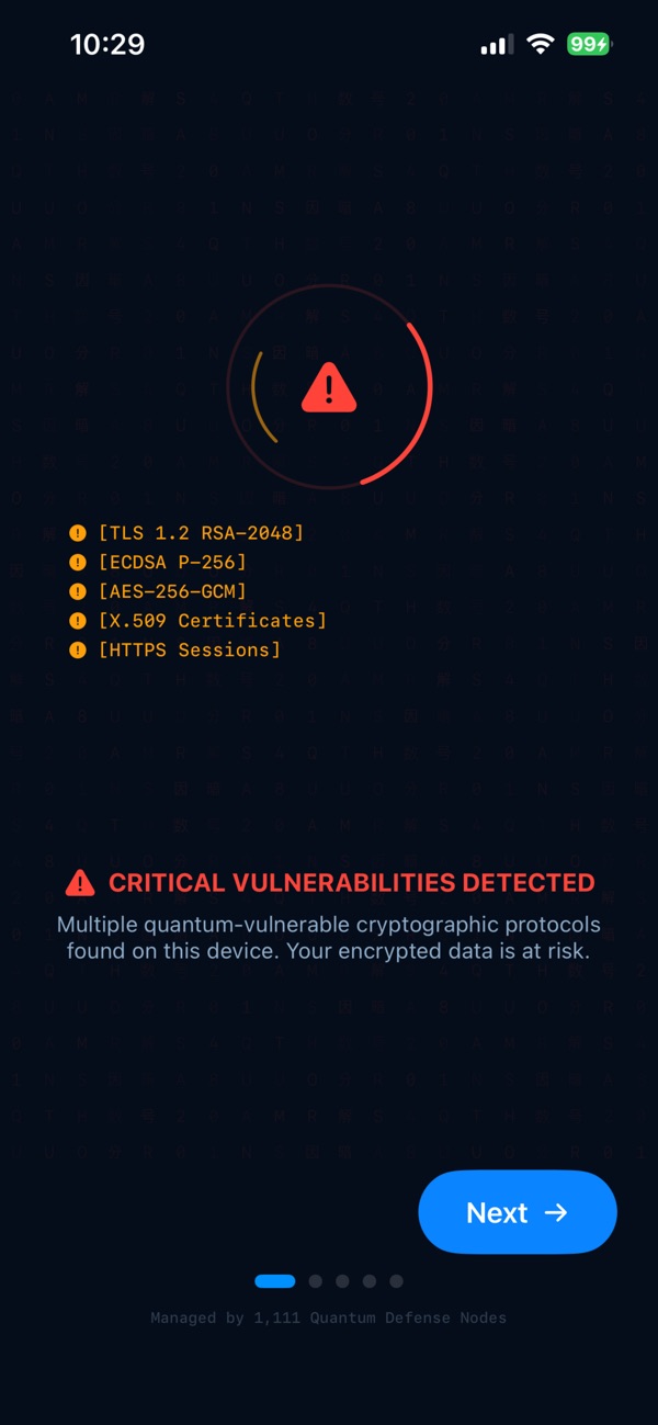 Q-Shield Sentinel: A sample of the quantum-vulnerable protocols Q-Shield looks for.